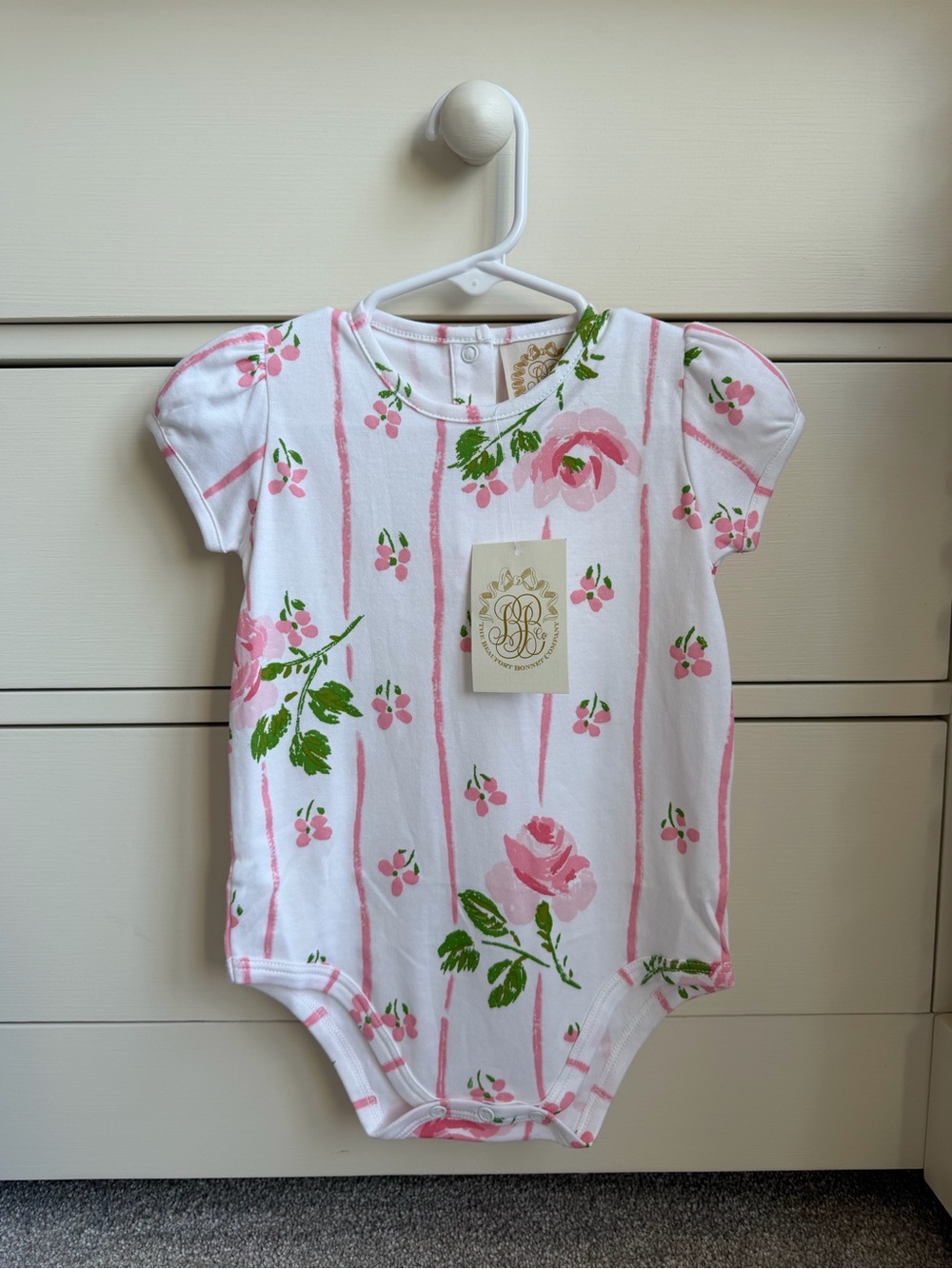 Floral Pink & White Baby One-Piece Bodysuit